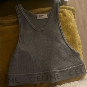 Celine Charcoal Ribbed Crop Top